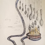 "Food Cycle" by Kathy Creutzburg, Colored pencil & ink drawing